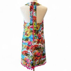 NICOLE MILLER Vibrant Tropical Floral Resort T-Back Midi Dress Size 8